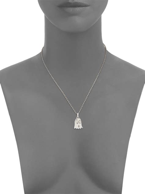 gucci sterling silver coin necklace|Gucci ladies ghost necklace.